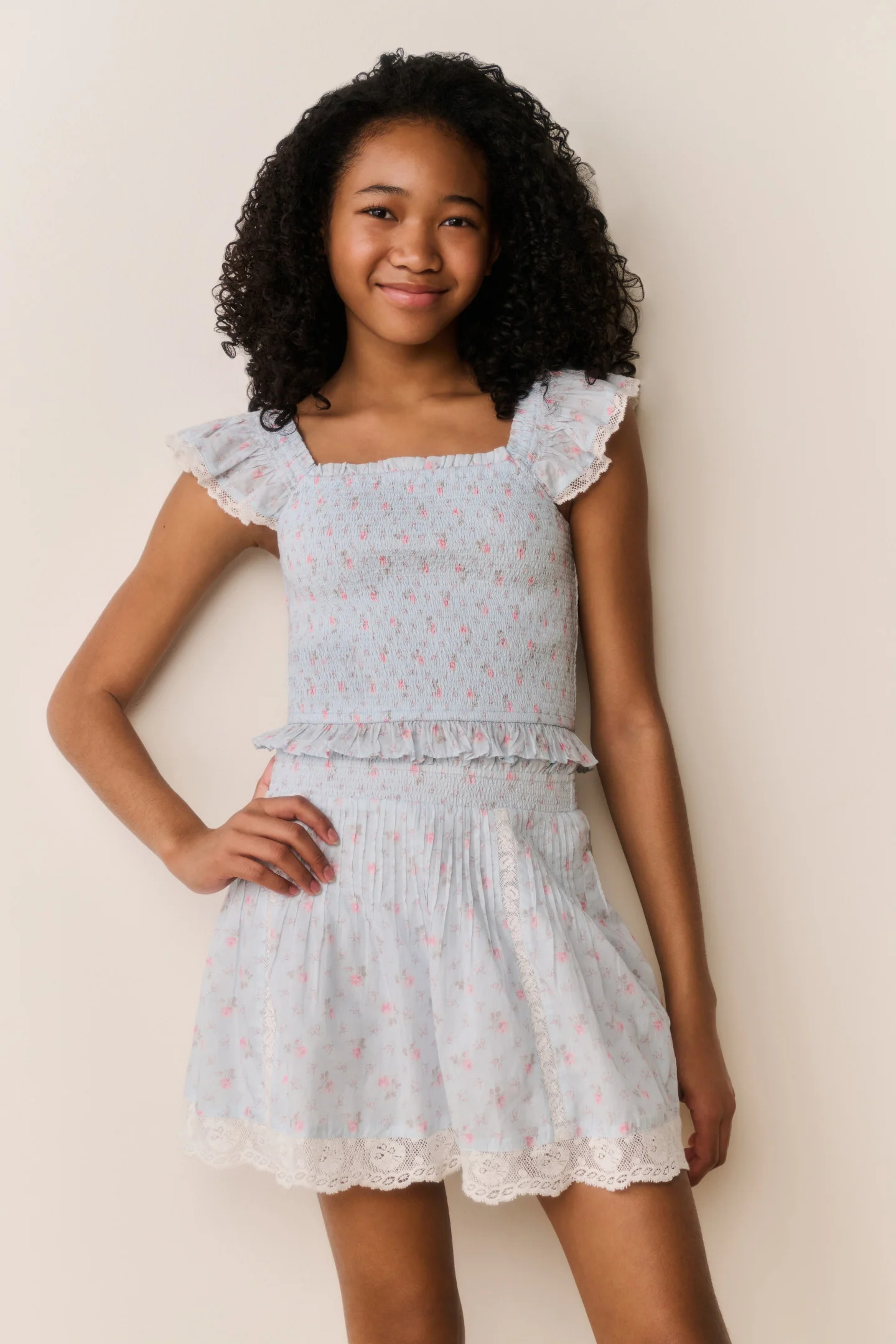 Camiseta de algodón floral Tween Jeanna