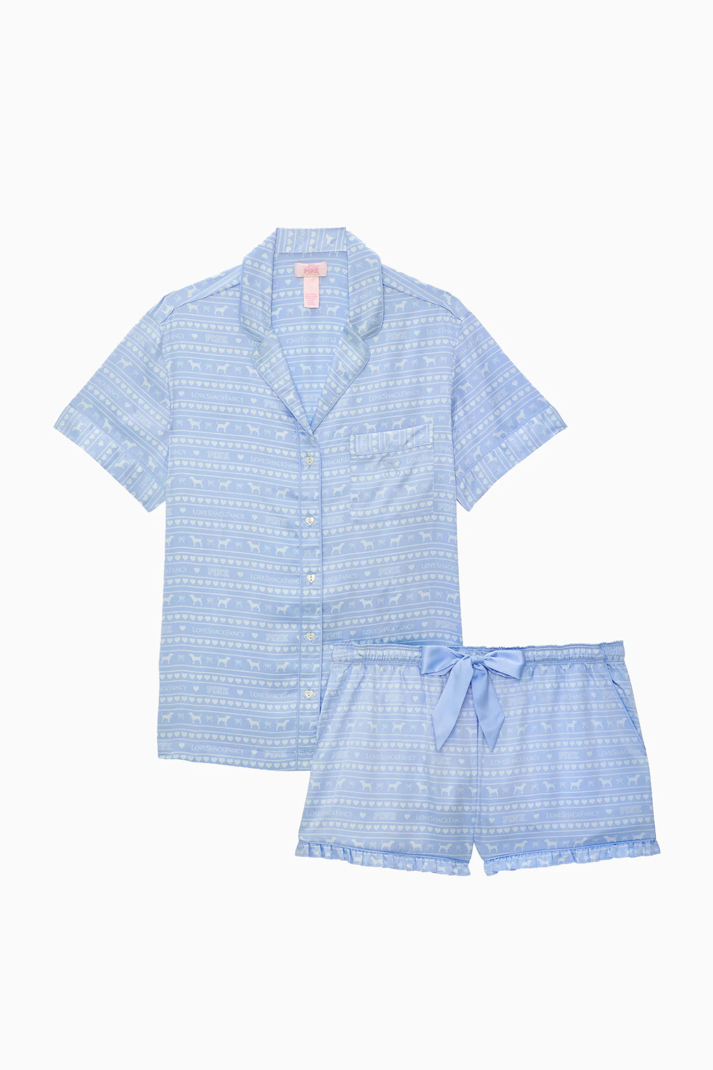 CONJUNTO DE PANTALONES CORTOS Y CALZONCILLOS DE SEDA PINK x LoveShackFancy