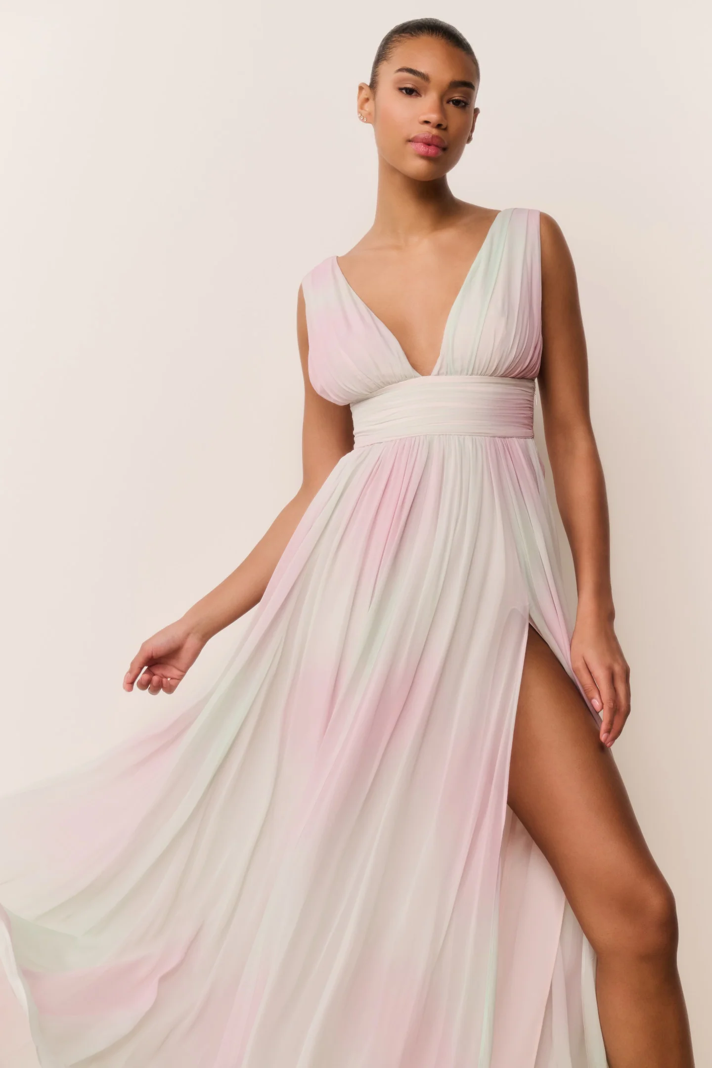 Vestido maxi de gasa tie-dye pastel Madeleine