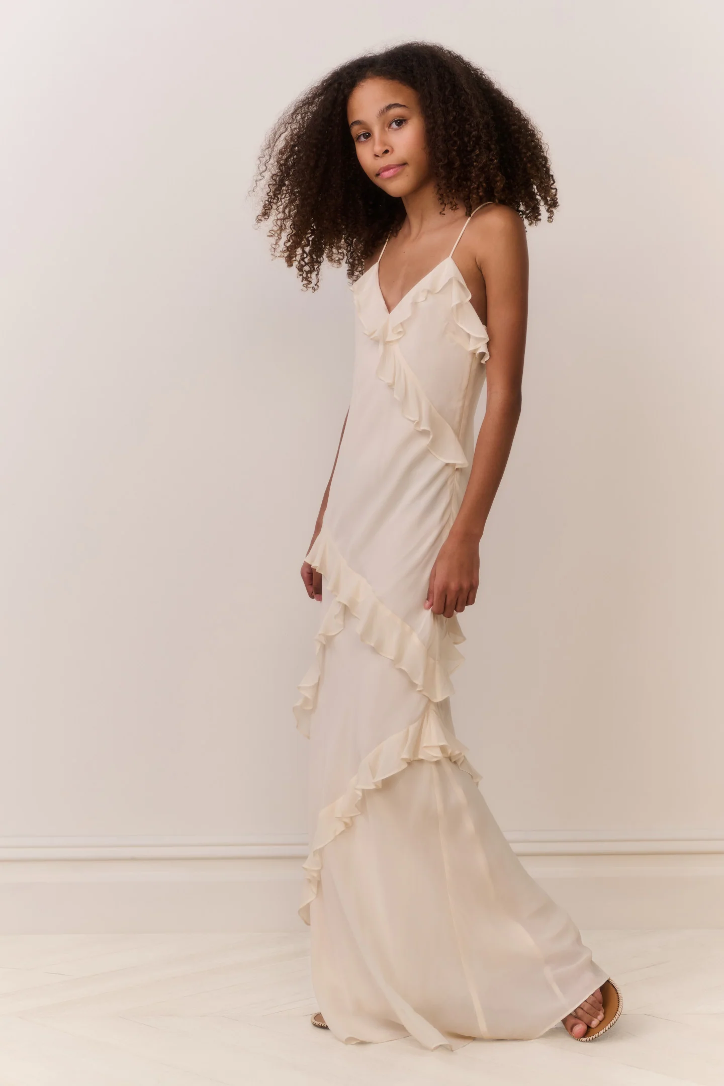 Vestido maxi Tween Mini Rialto Crema