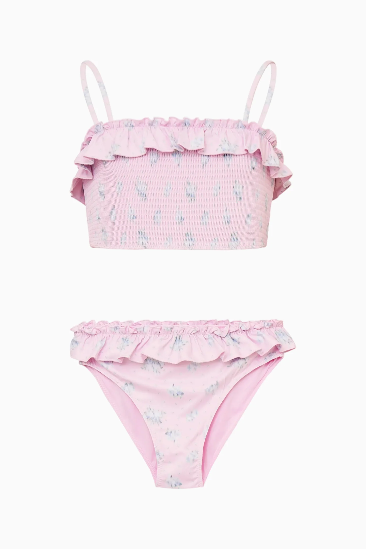 Bikini floral con volantes para niñas pequeñas