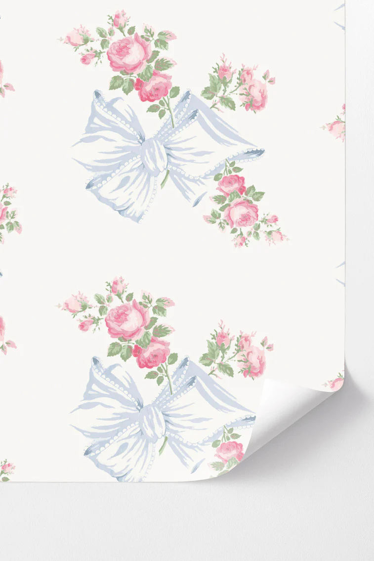 Papel Pintado Rosa Beaux Pastel Azul Peel + Stick