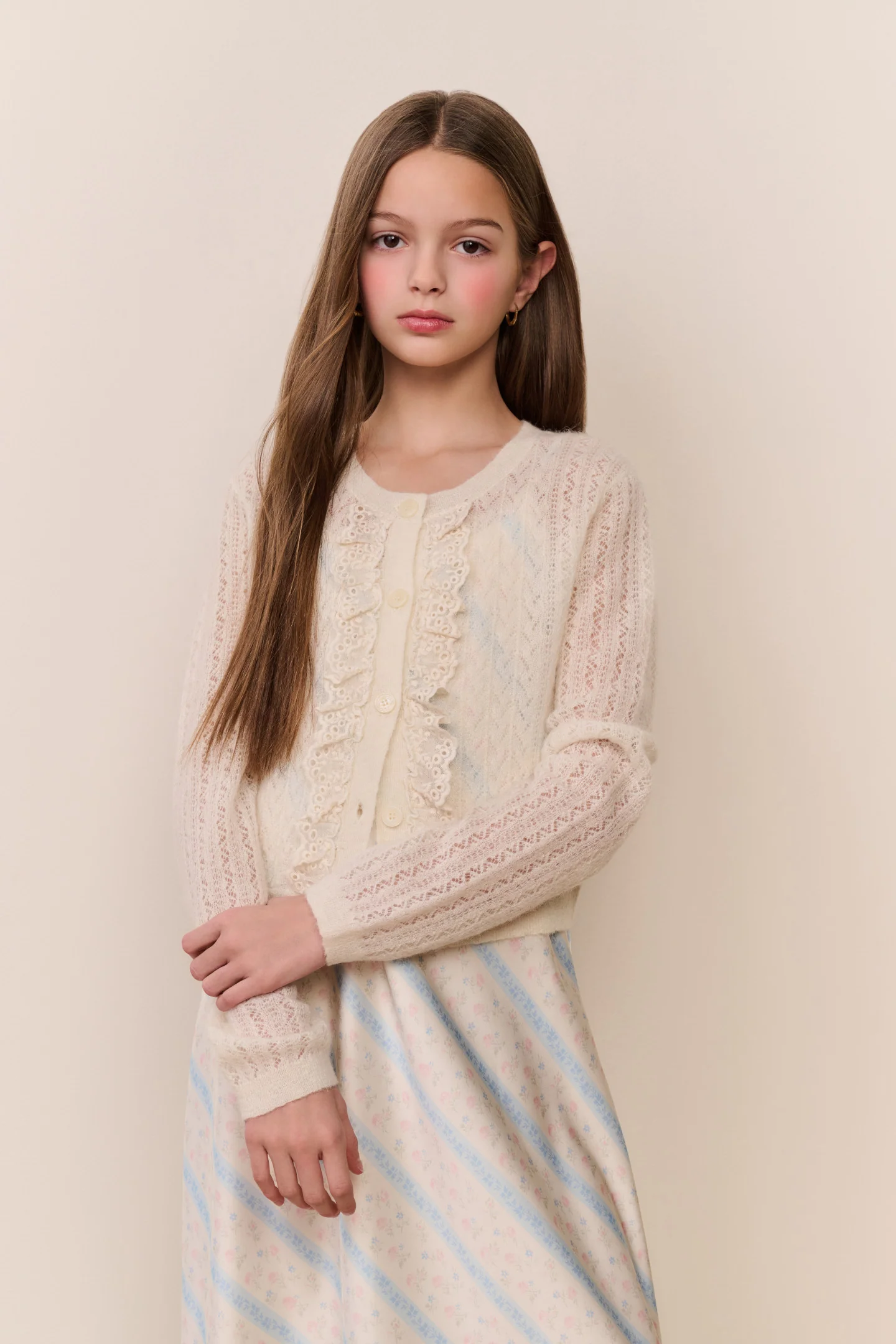 Cardigan Pointelle de Lana de Alpaca Tween Kena