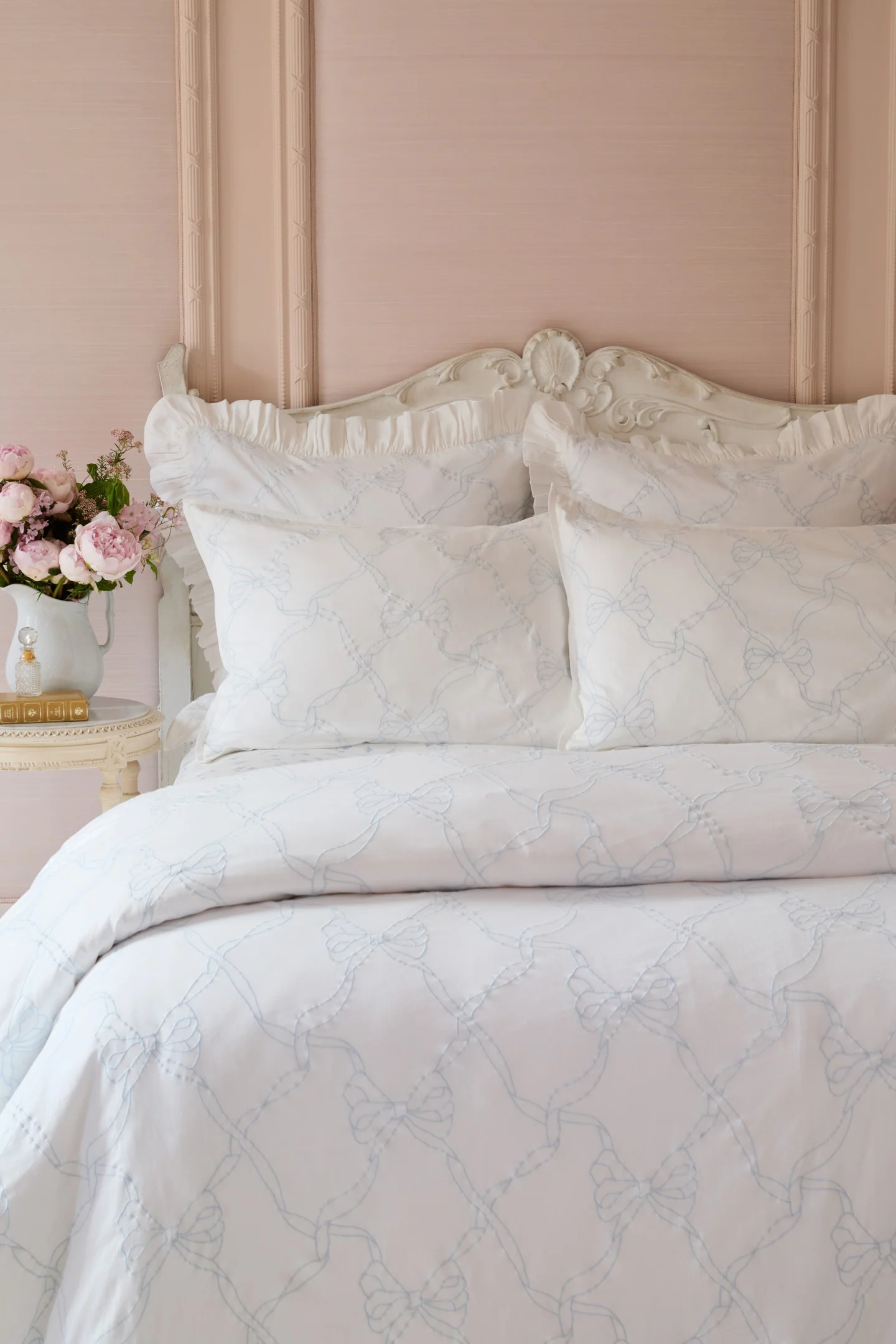 Conjunto de 2 Fundas de Almohada con Volantes y Cinta para Cama de Jardín