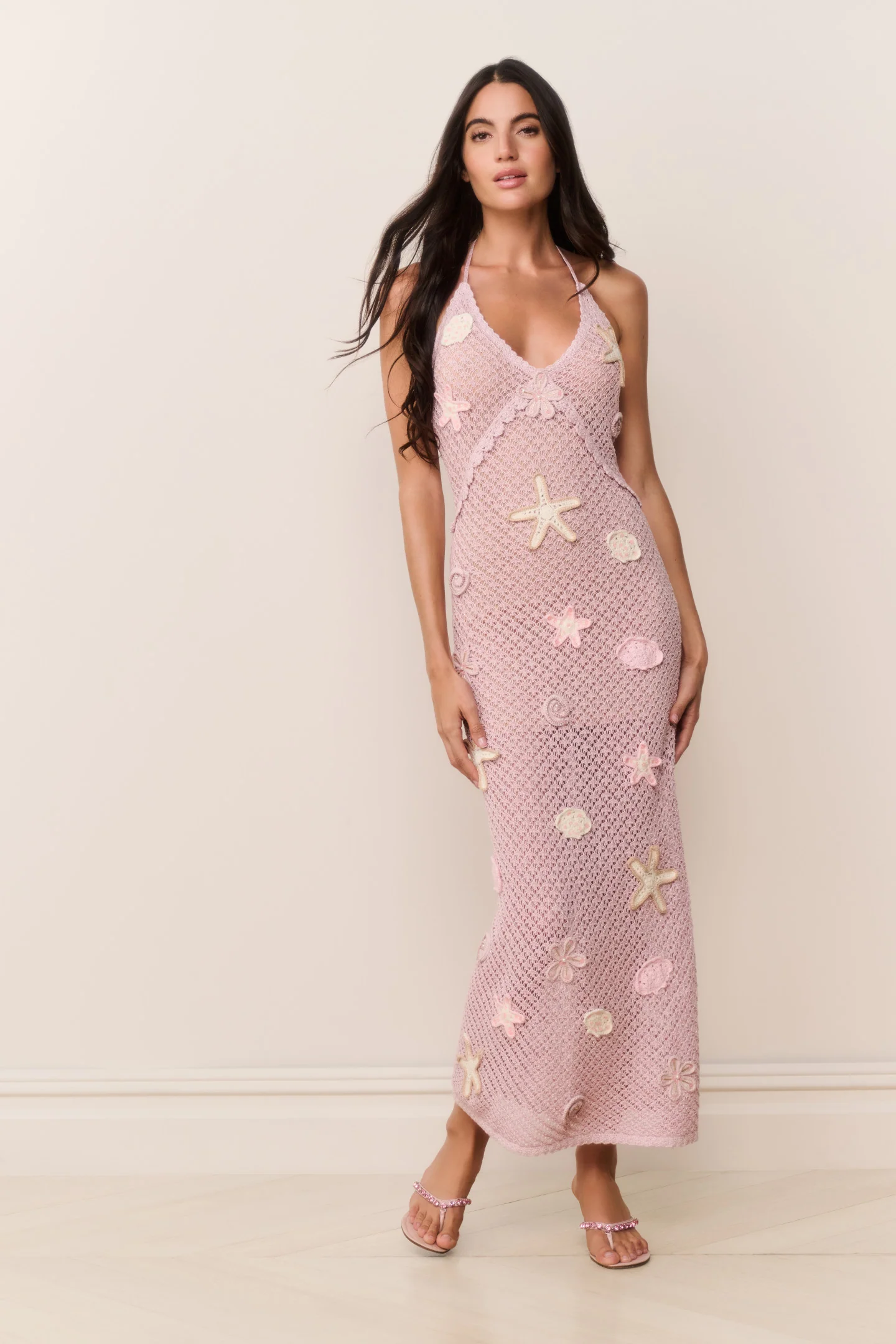 Vestido Maxi de Croché con Abalorios Macie
