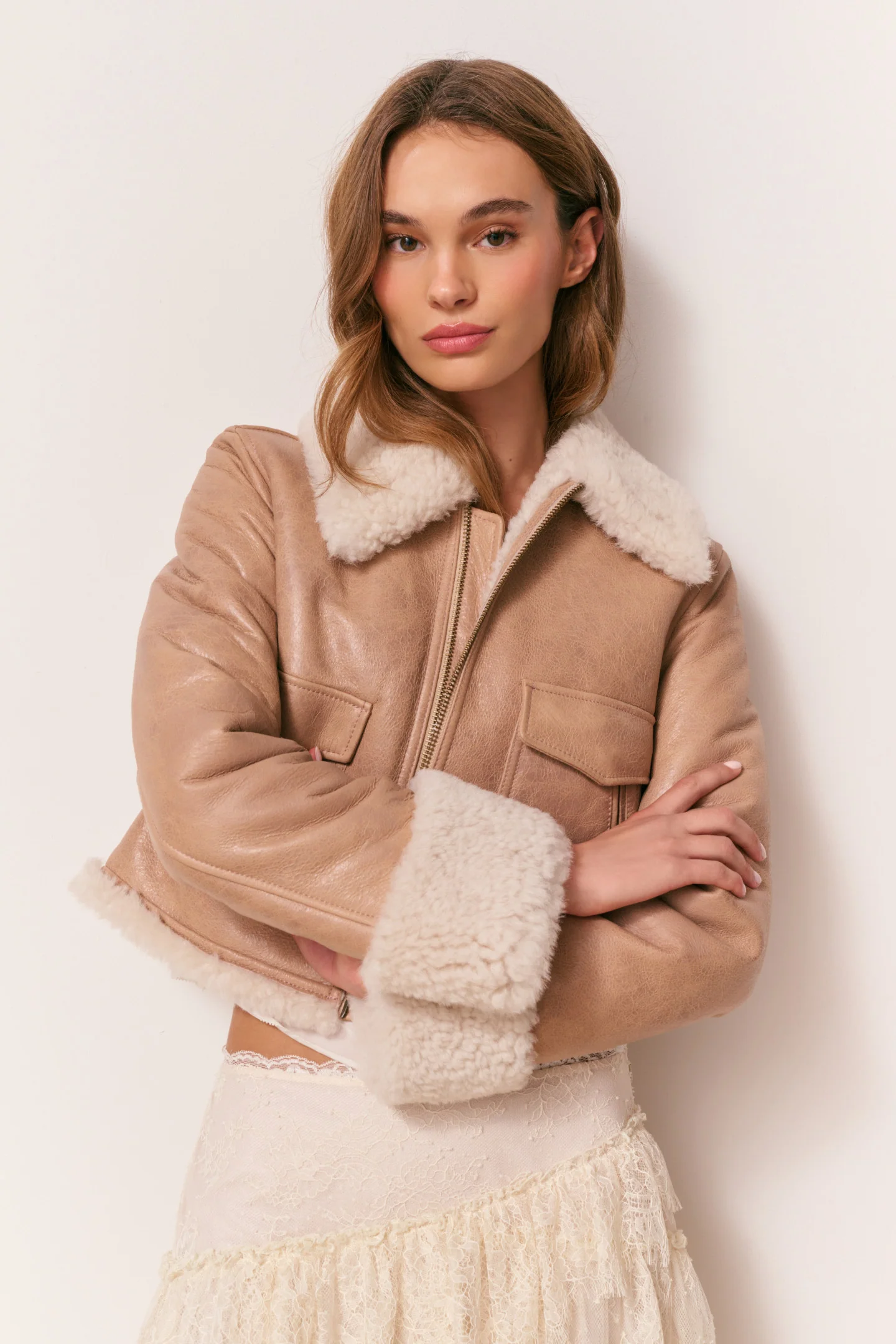 Chaqueta de piel de cordero corta Pansy