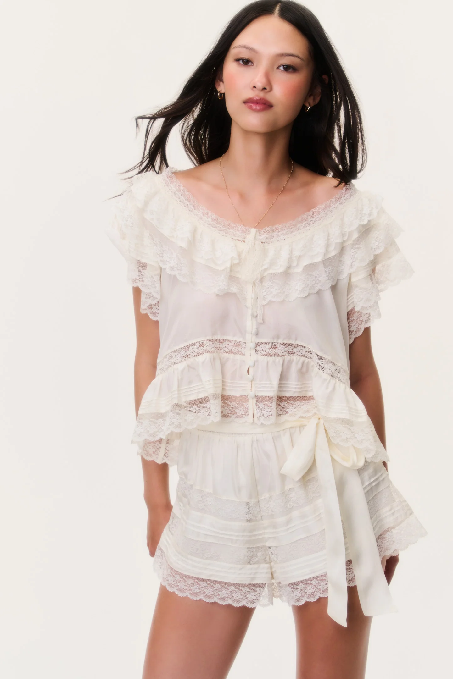 Camisola de Raso Persine con Volantes