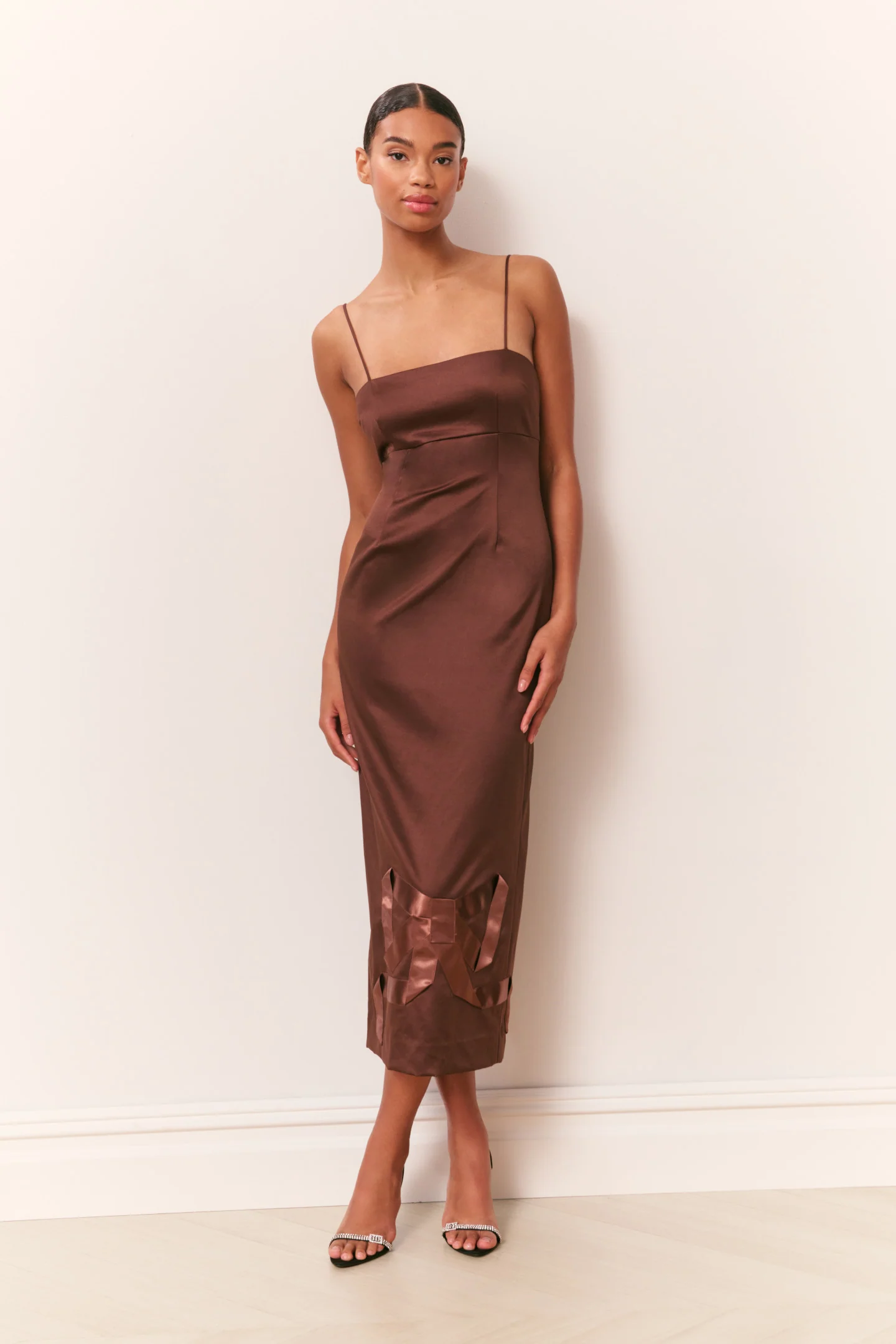 Vestido Midi con Detalle de Moño de Satén Calise