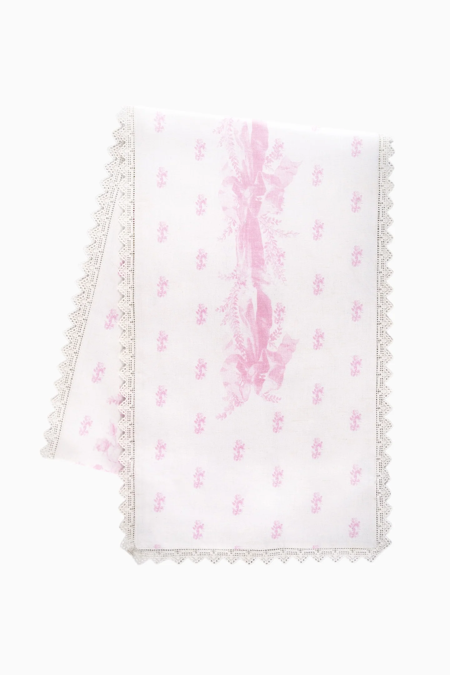 Manta para Mesa Victoriana Estampada Rosa