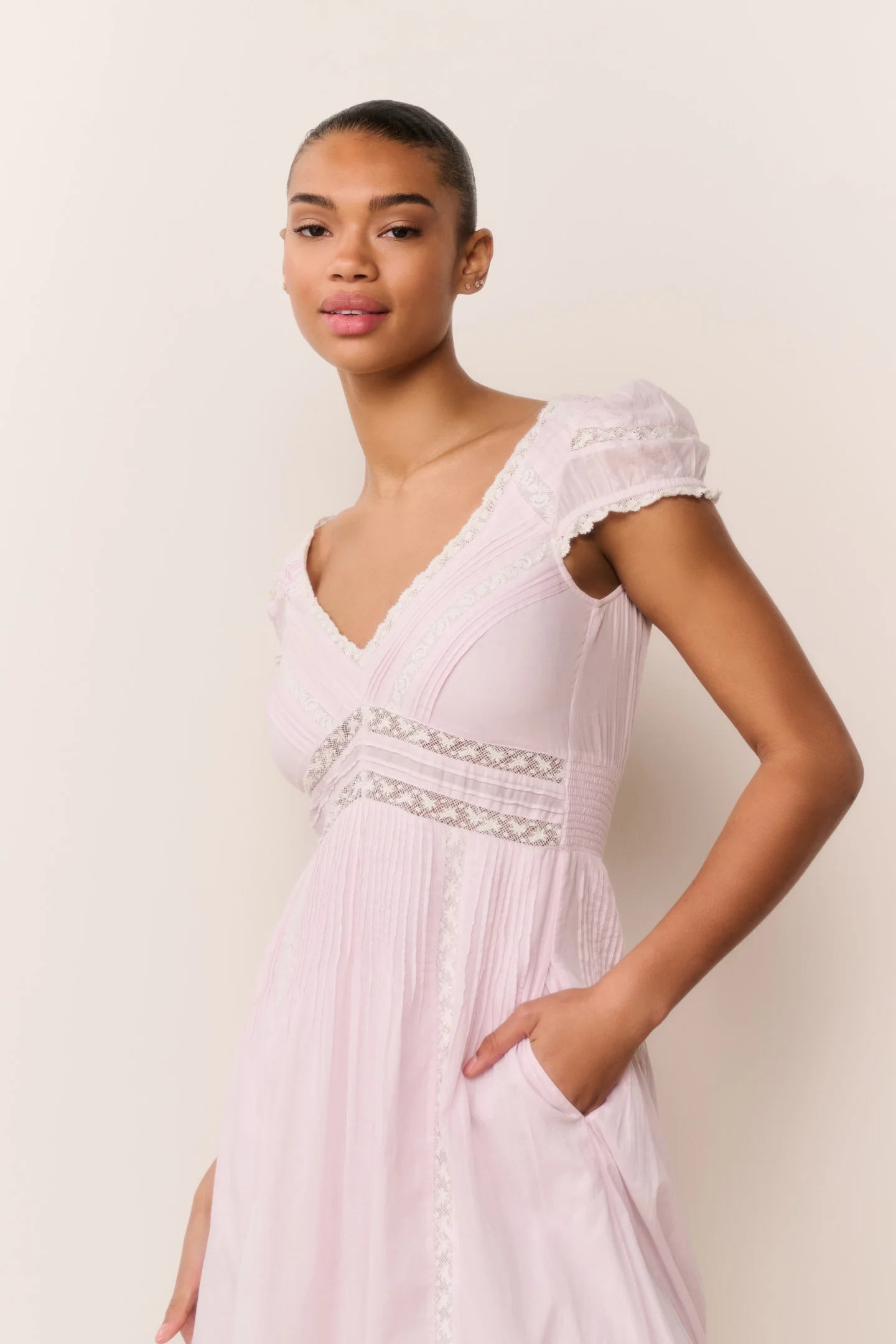 Vestido Midi de Algodón Rosa Suvi