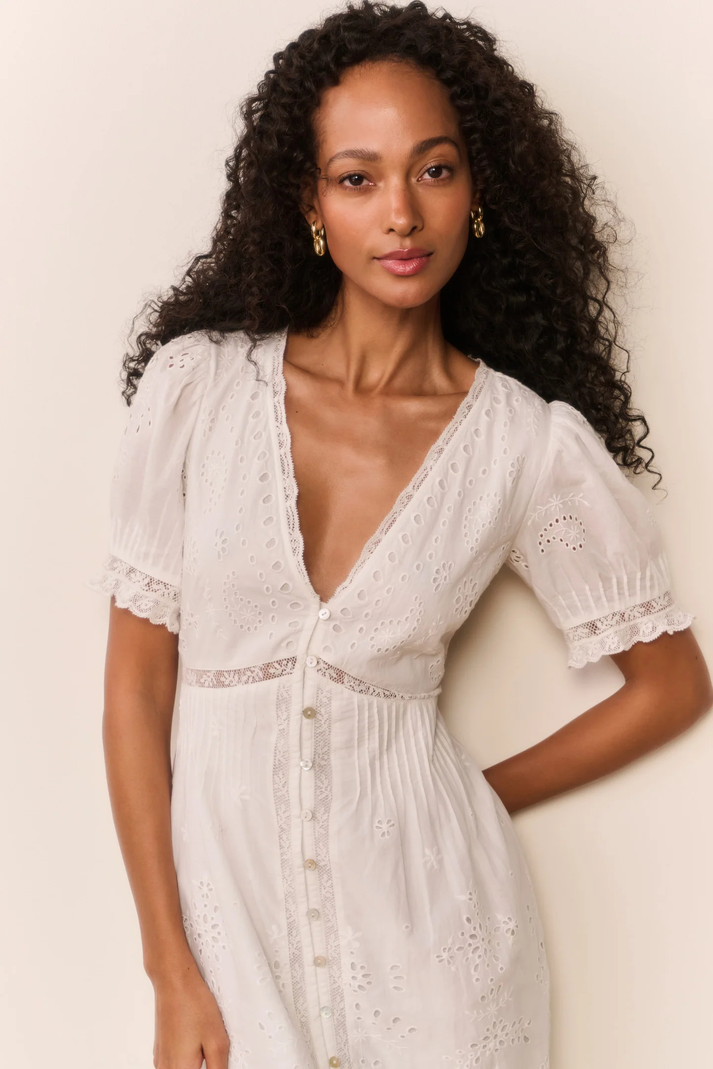 Vestido midi con volantes de tarragona de algodón