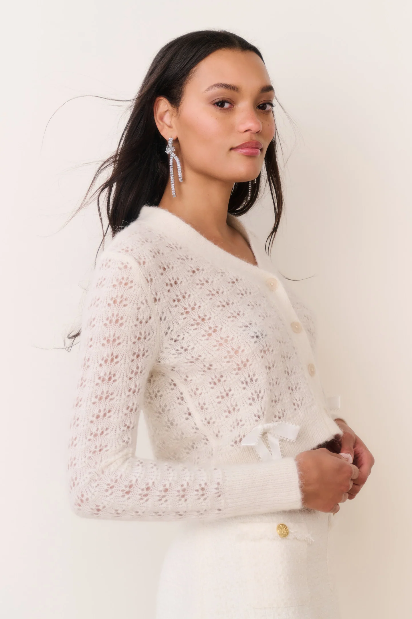 Cardigan con Volante de Mezcla de Alpaca Lilly