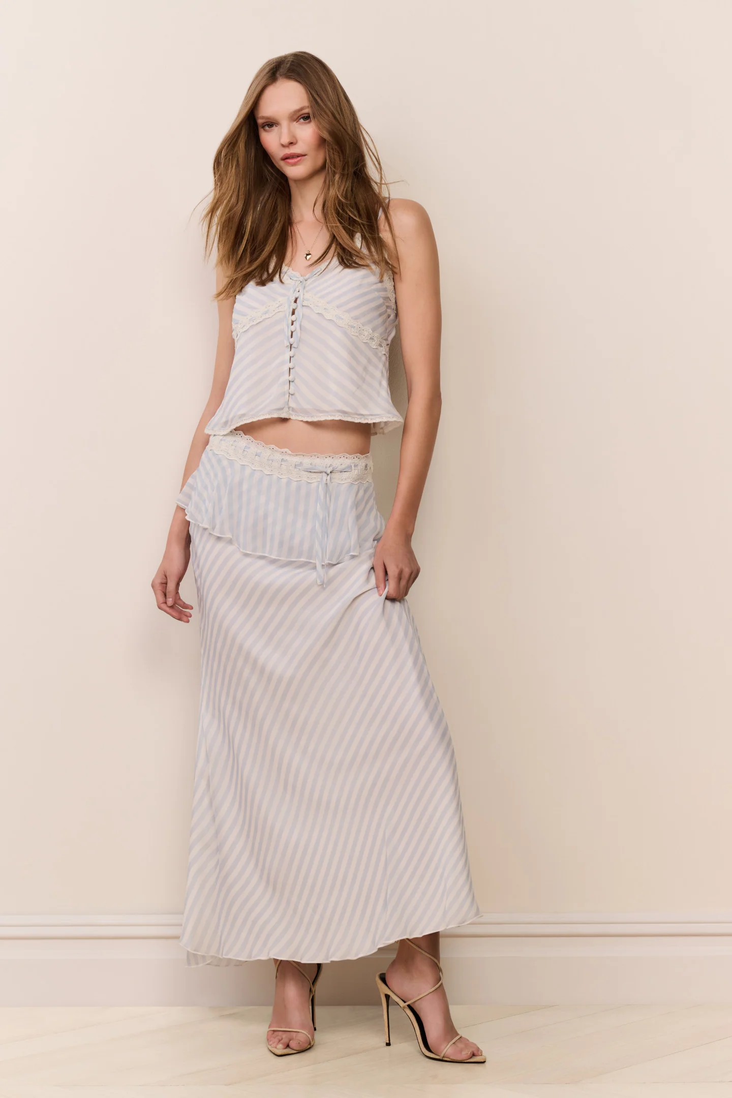Falda Maxi de Chifón con Rayas Sylette