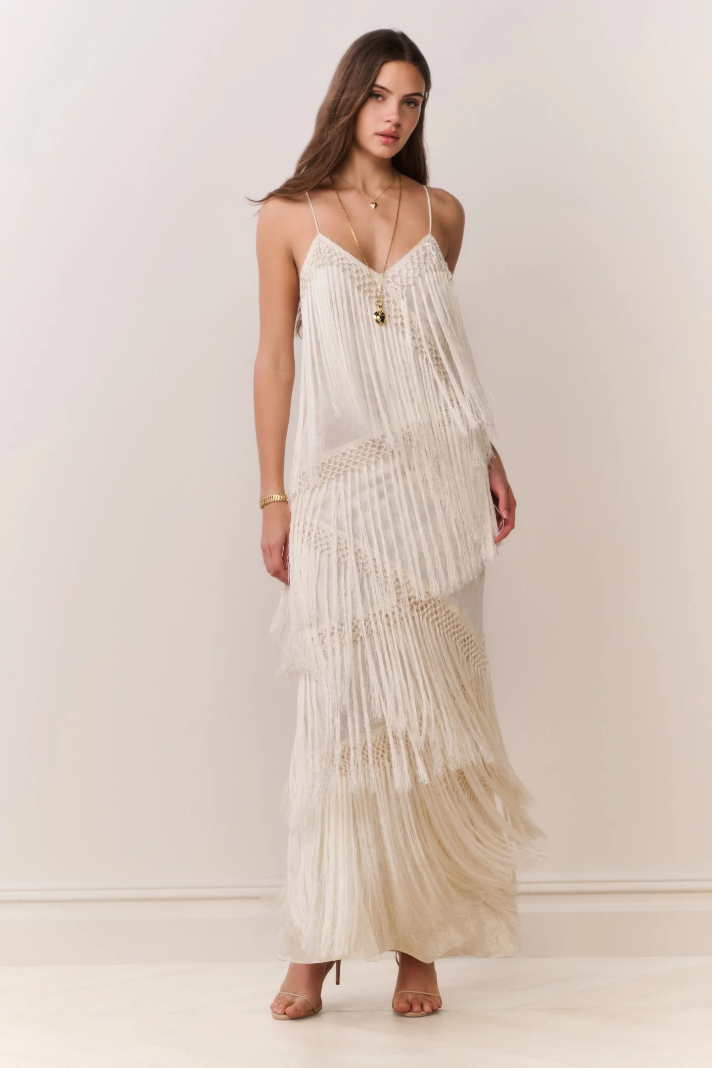 Vestido de Encaje con Borlas Delphi