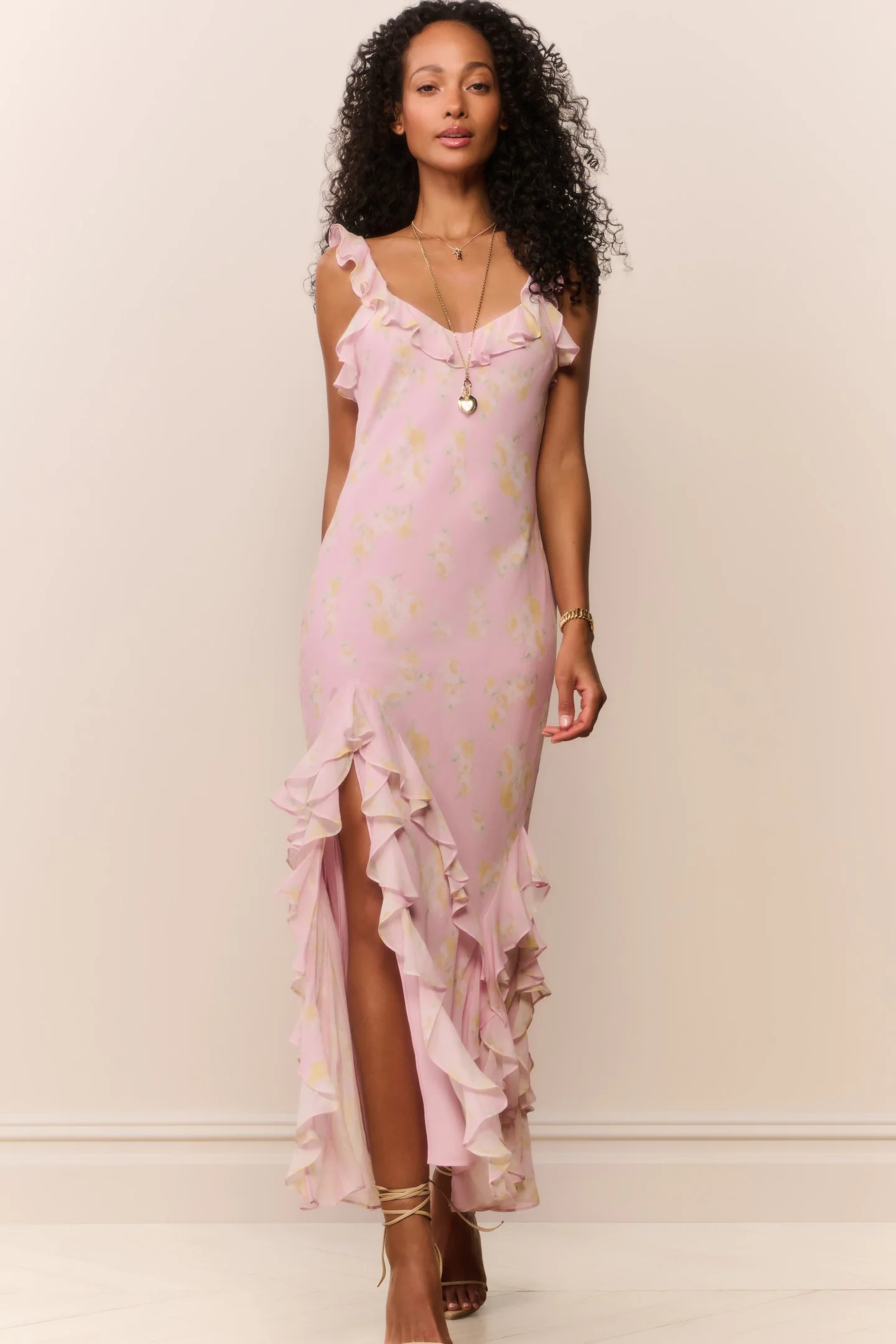 Vestido maxi de gasa floral Roseline
