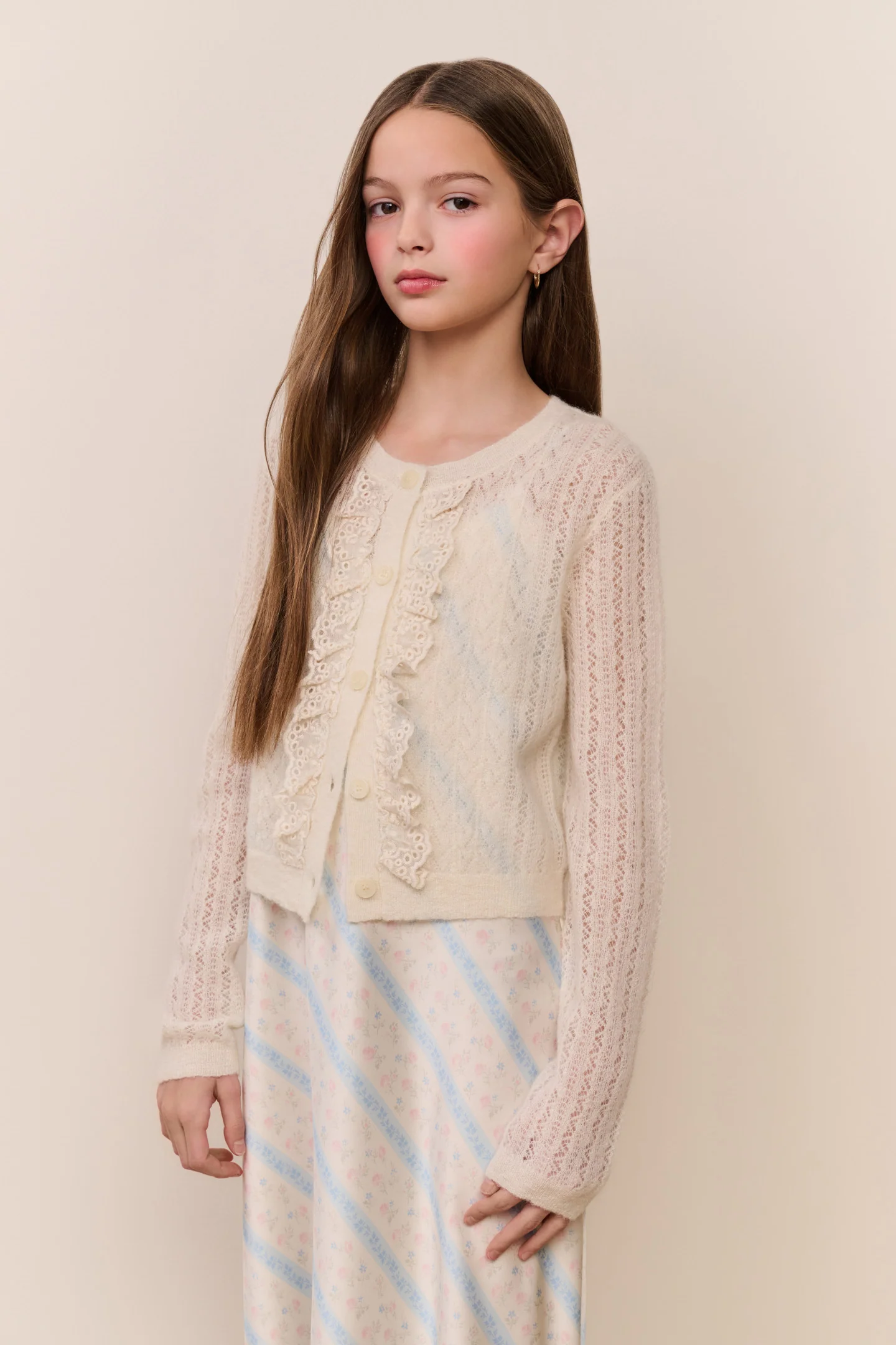 Cardigan Pointelle de Lana de Alpaca Tween Kena