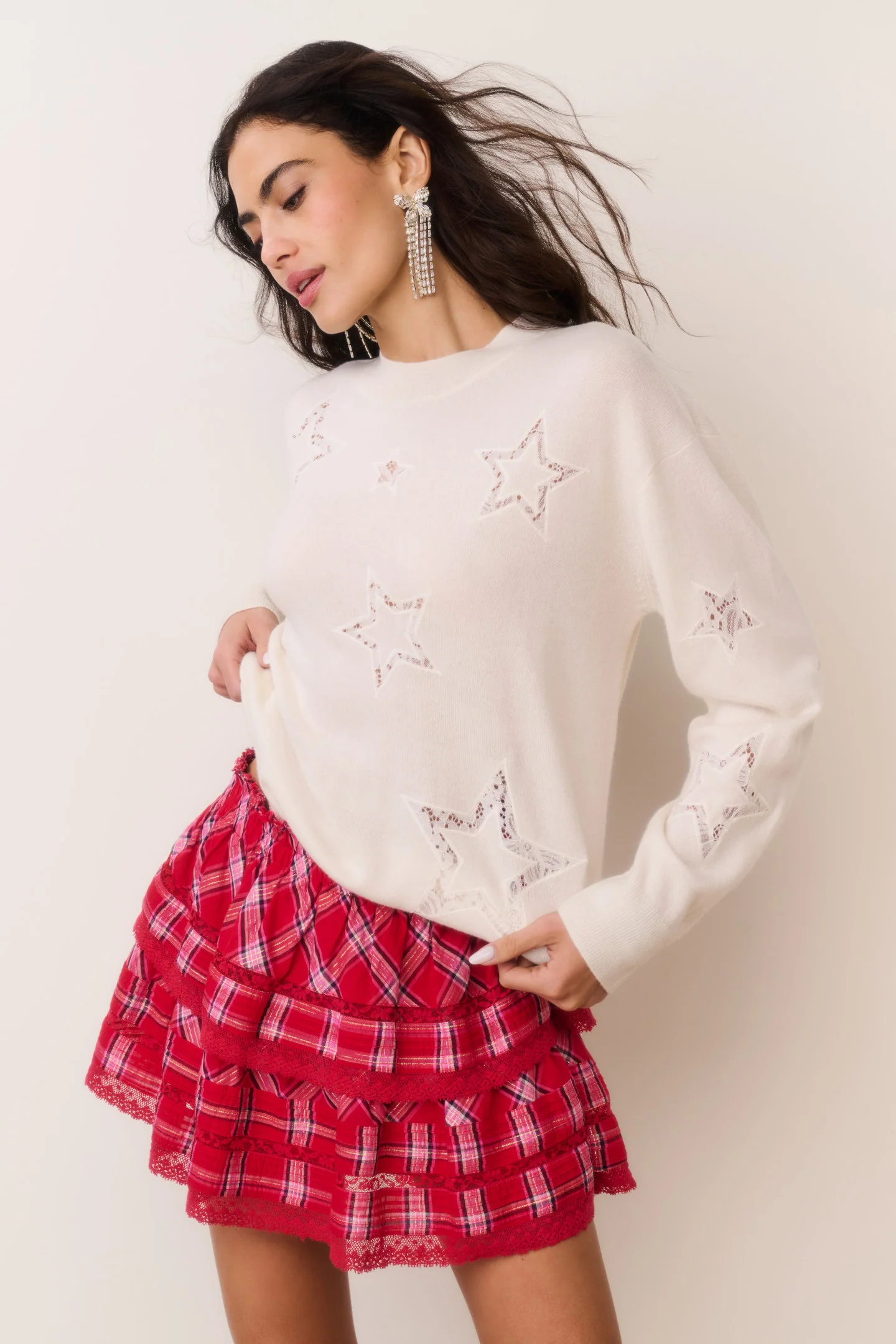 Pulóver con estrella de encaje de lana y cashmere Westcott