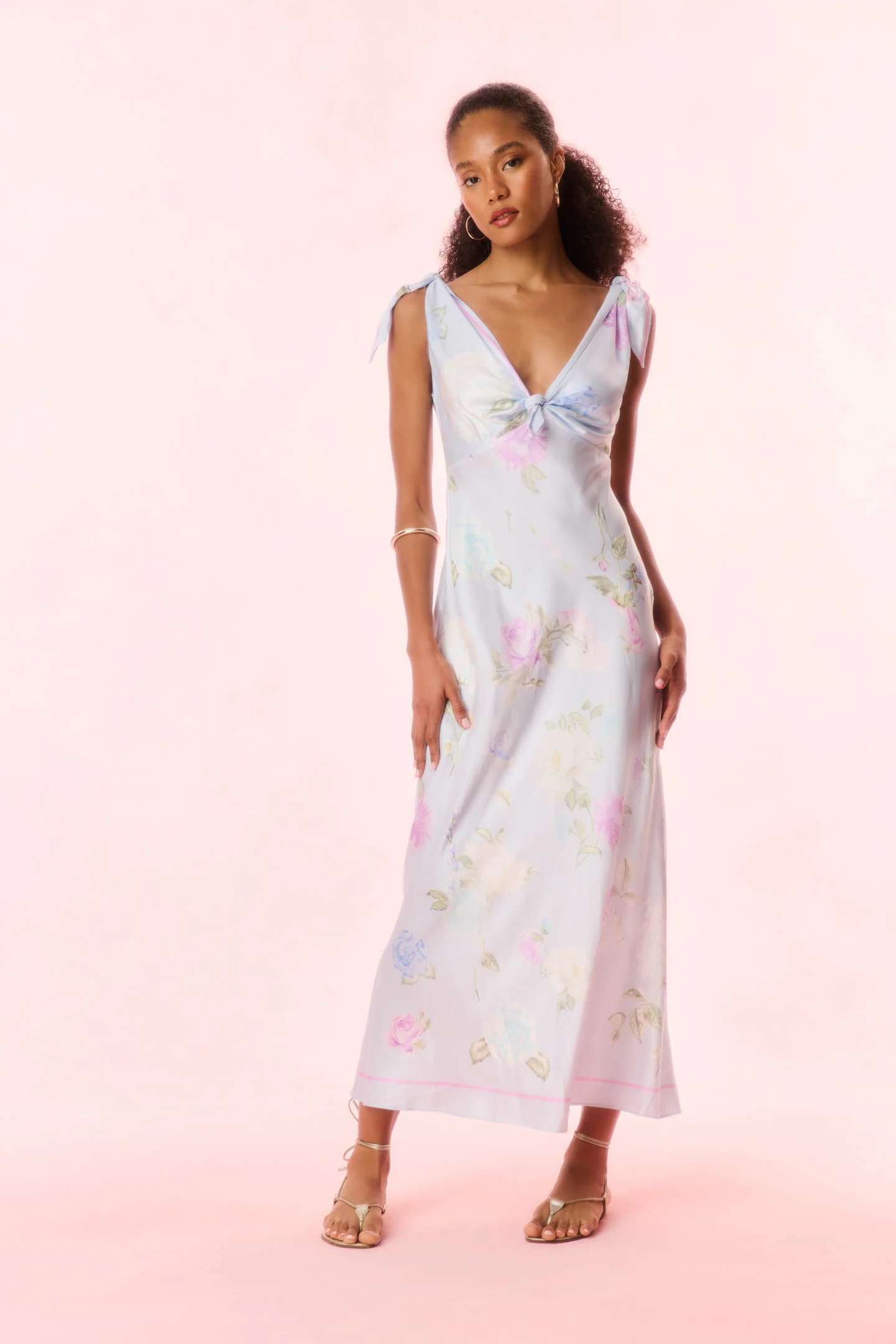 Vestido maxi con lazo floral Perri