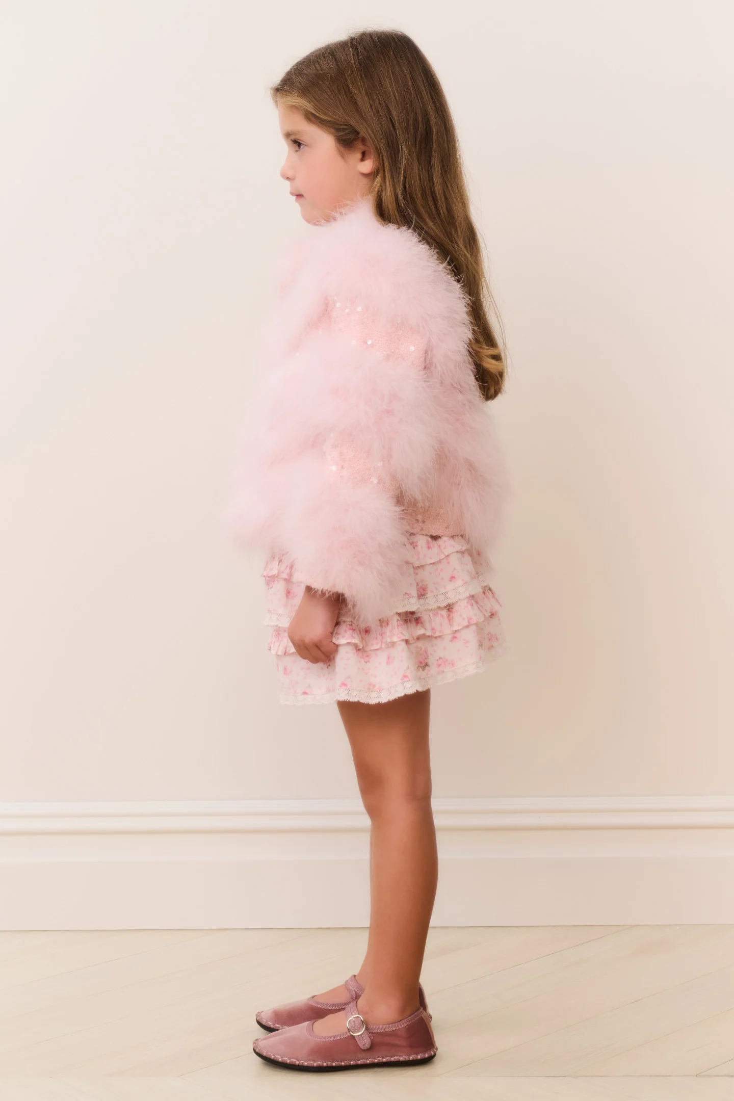 Chaqueta de plumas y lentejuelas para niñas pequeñas Trislyn