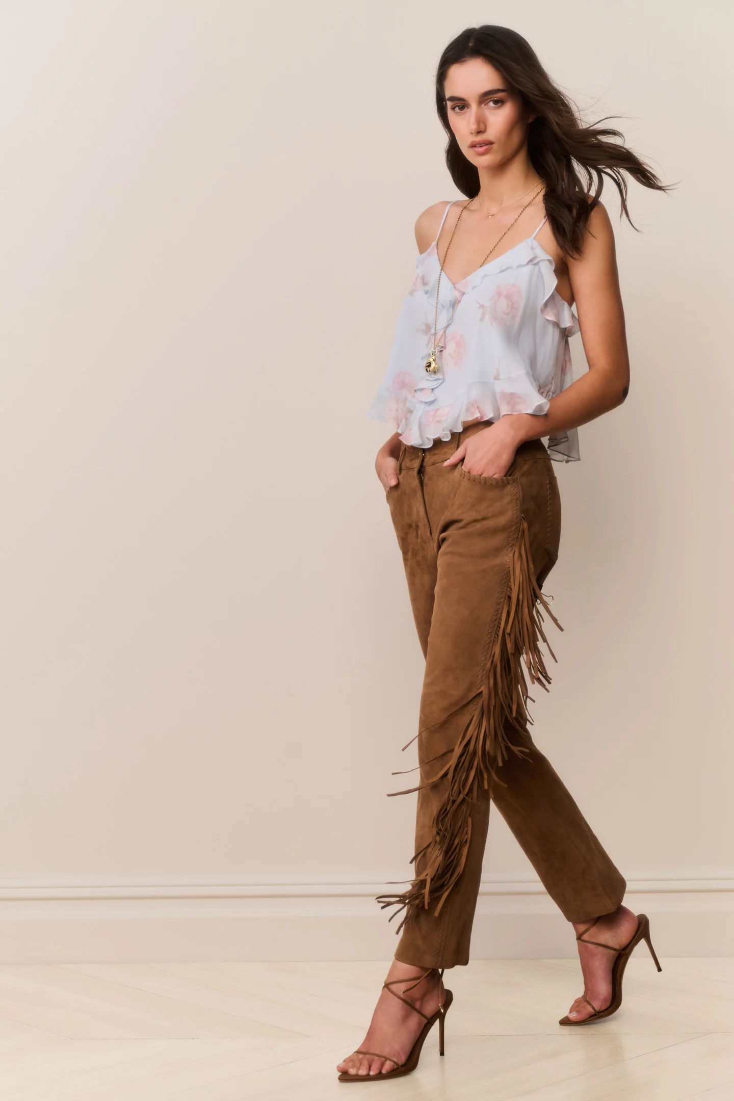Pantalón de Piel Sintética con Borlas Jenya
