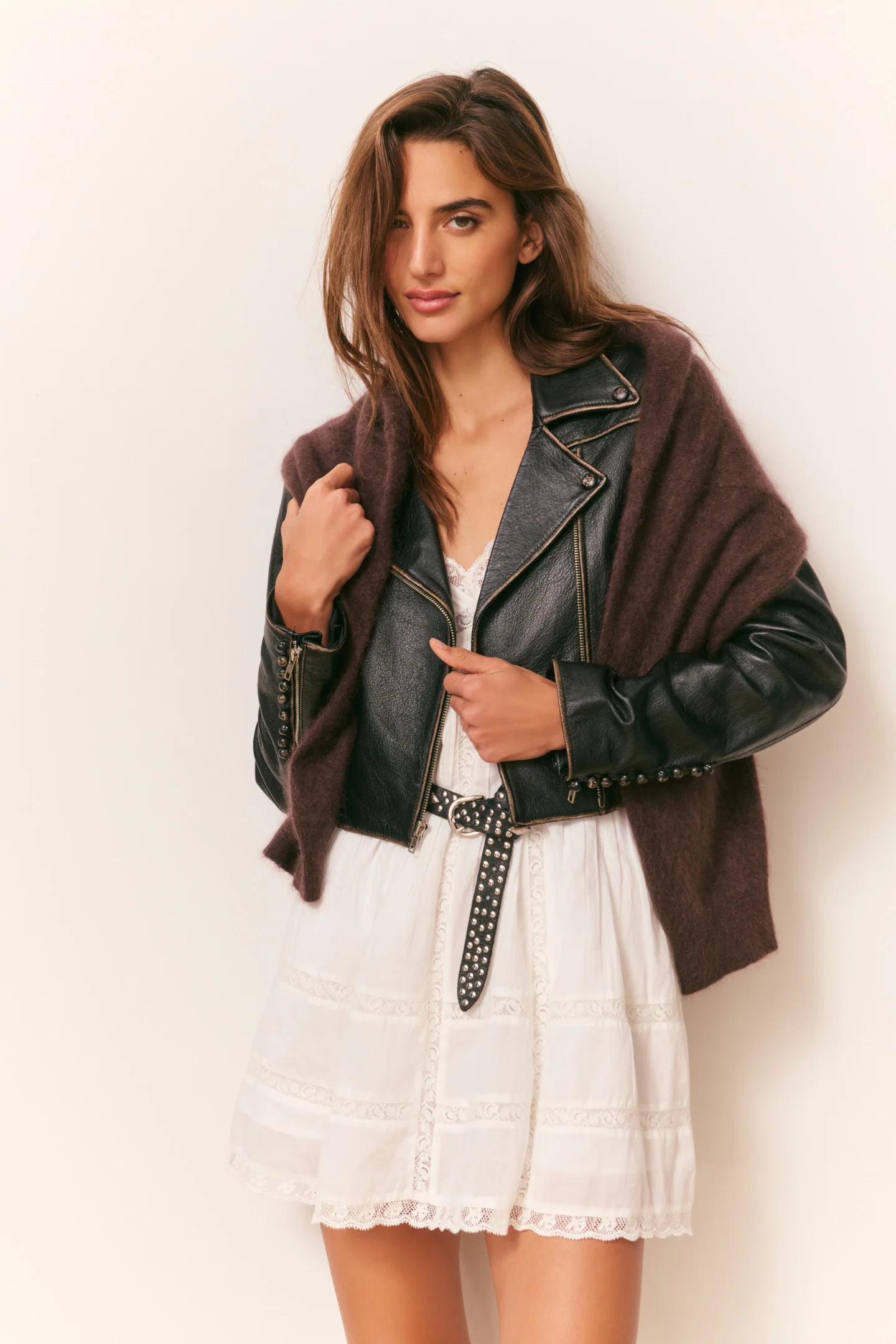 Chaqueta de Cuero con Efecto Desgastado Nyssara