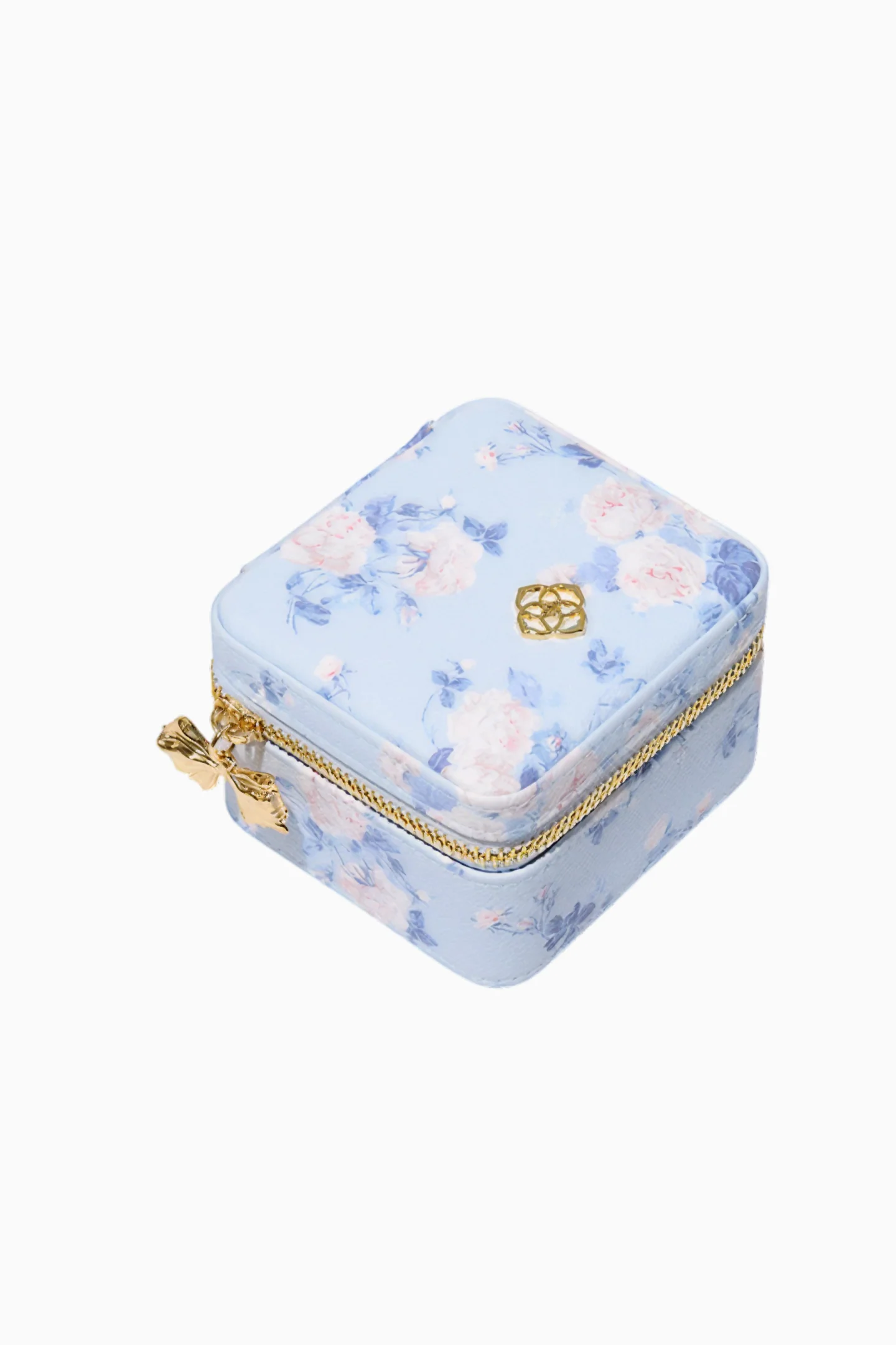 Estuche de joyas pequeño con cremallera azul Kendra Scott x LoveShackFancy