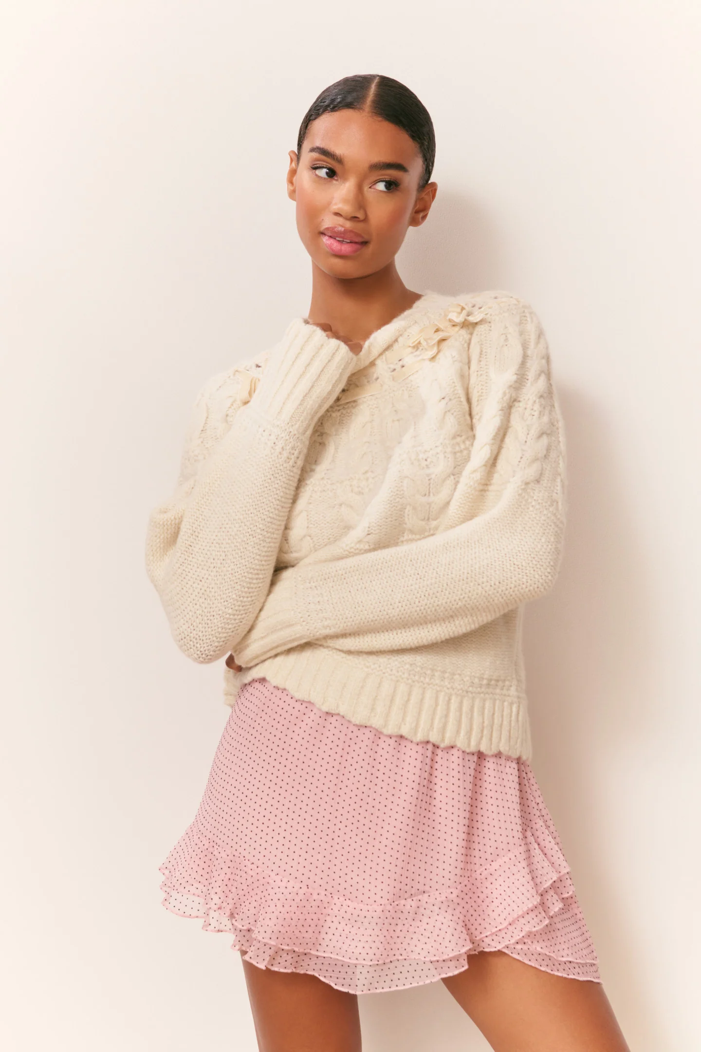 Sweater de punto con cinta de algodón Sloanna