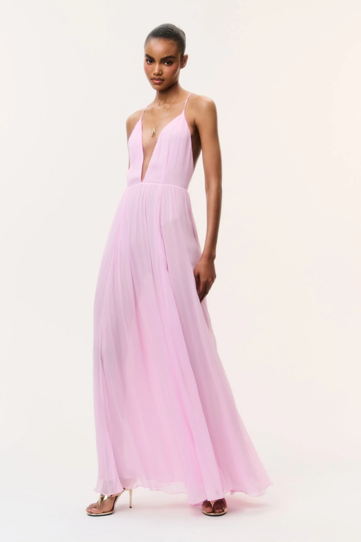 Vestido Maxi de Chifón con Espalda Descubierta Dayna