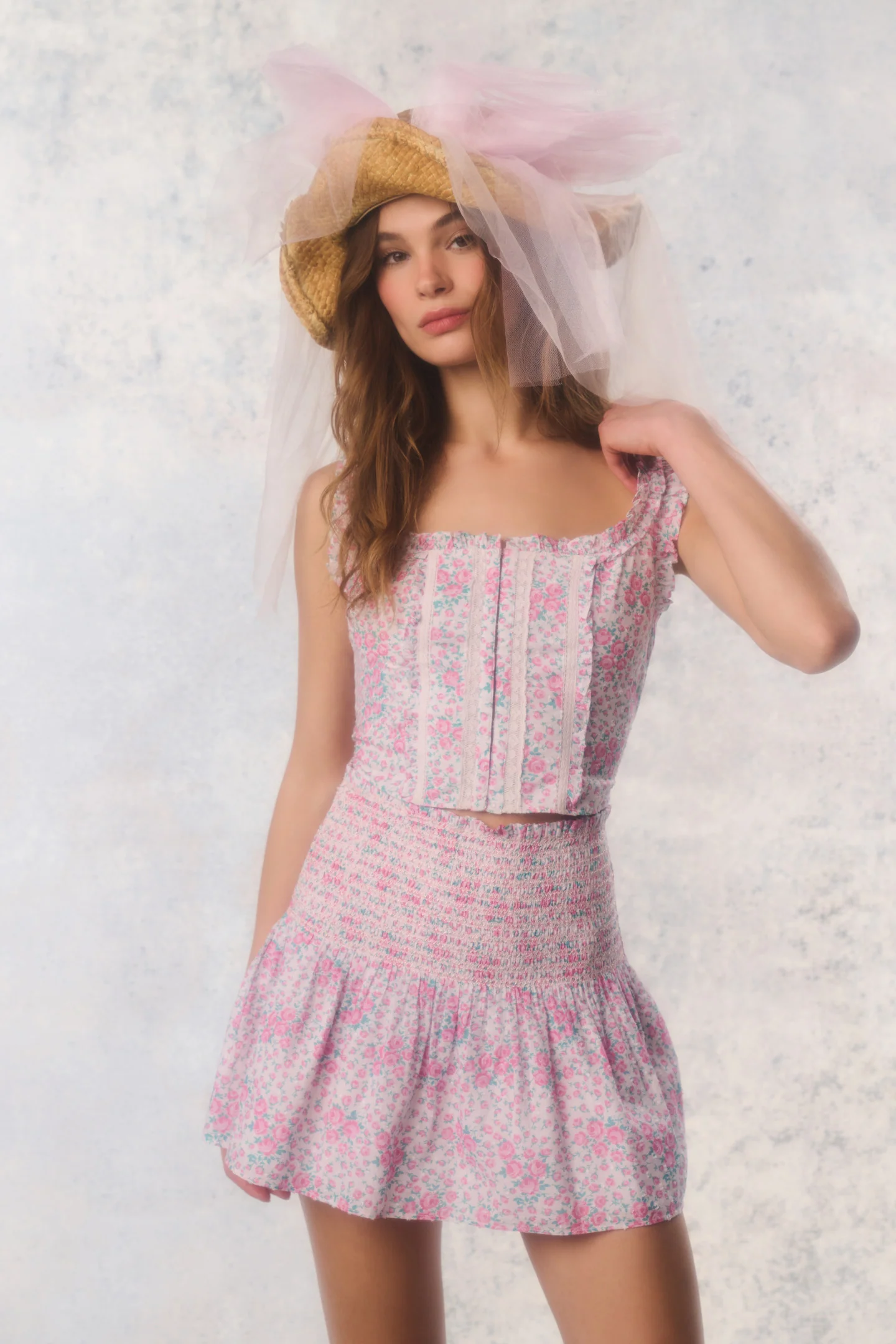 Mini falda de algodón con estampado floral Misty Re-Edition