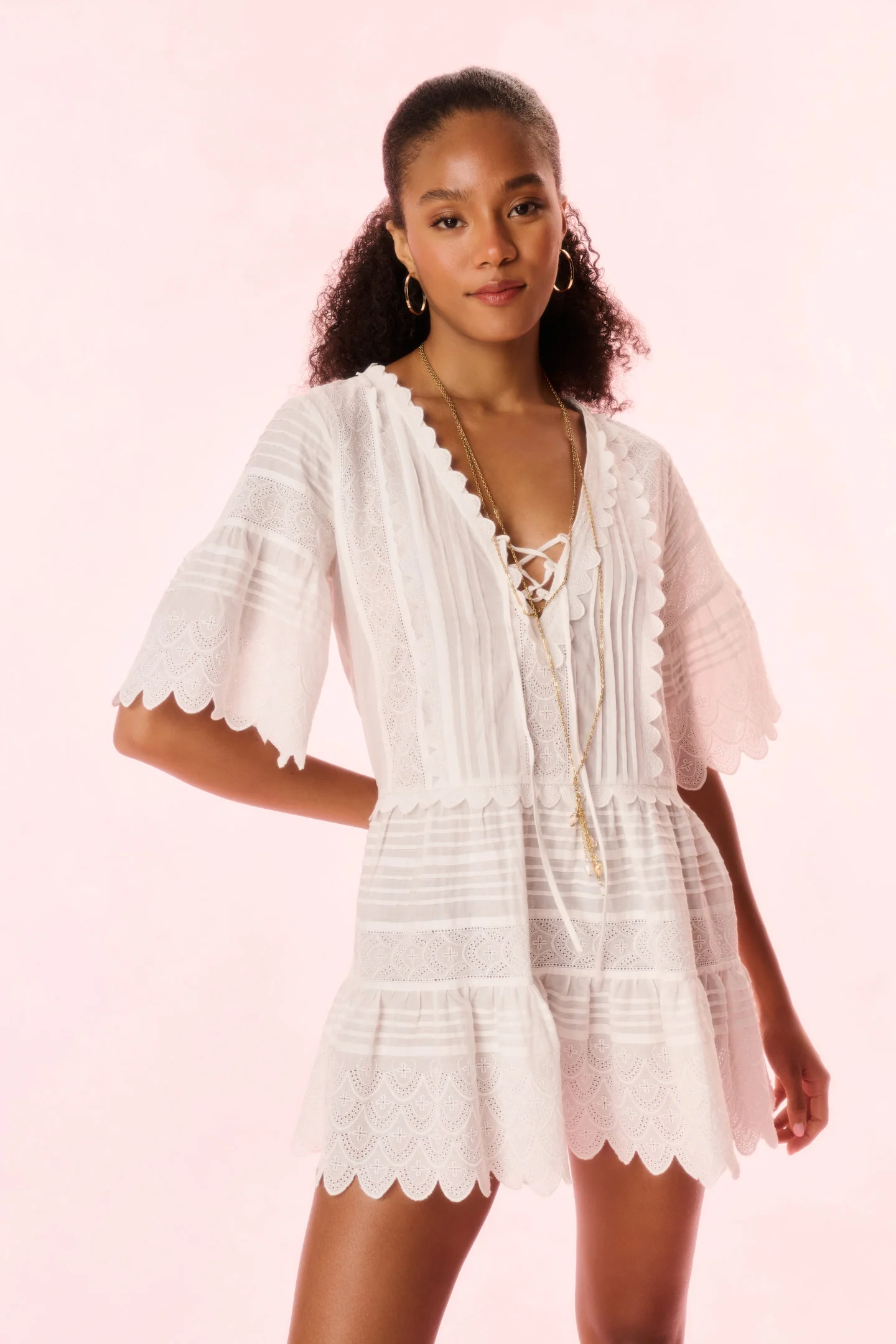 Vestido Mini con Volantes de Algodón Orcia