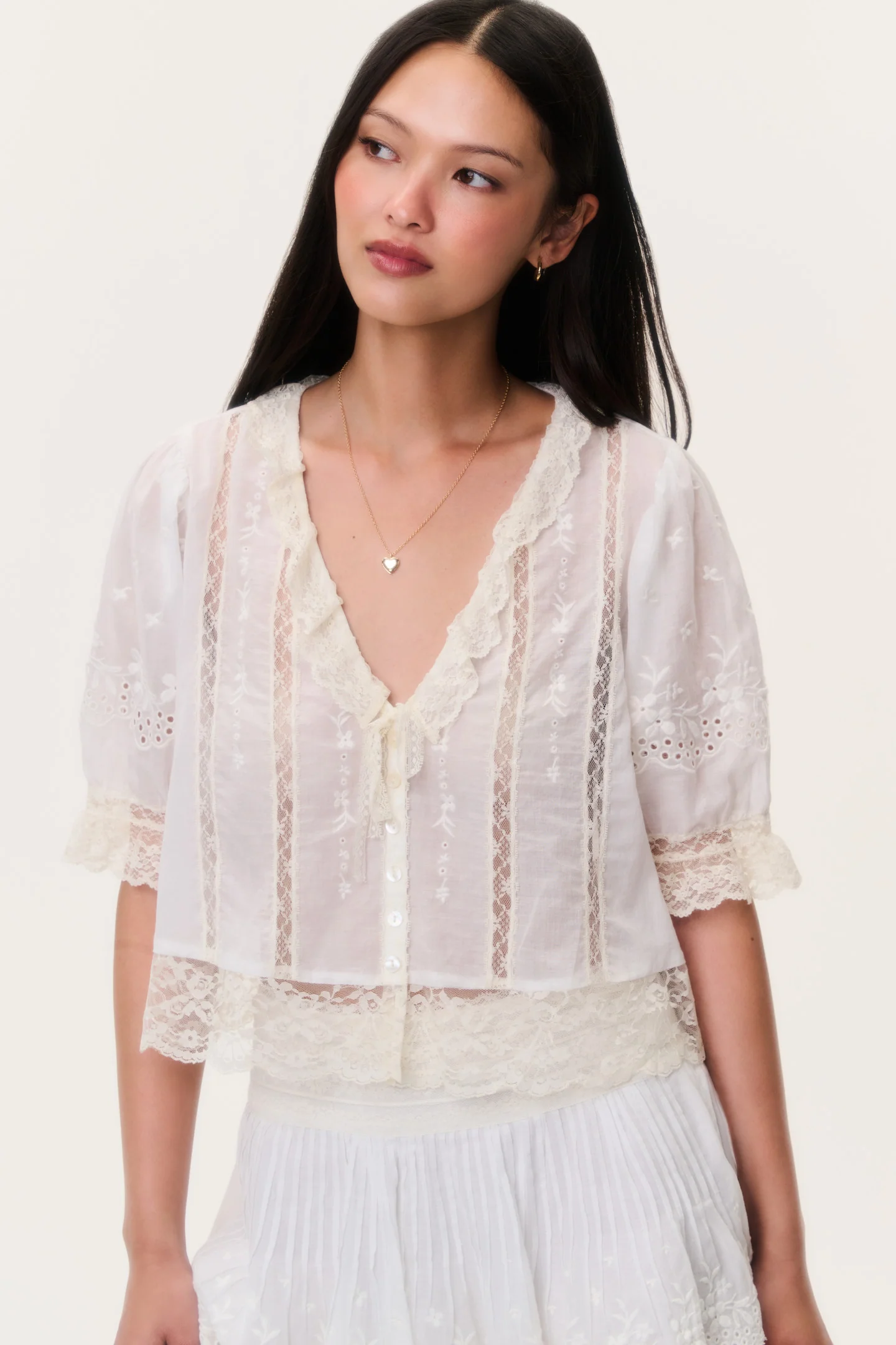 Blusa de encaje de algodón Maurelle