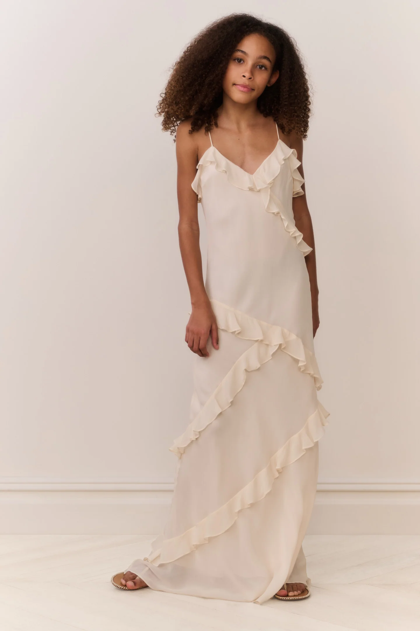 Vestido maxi Tween Mini Rialto Crema