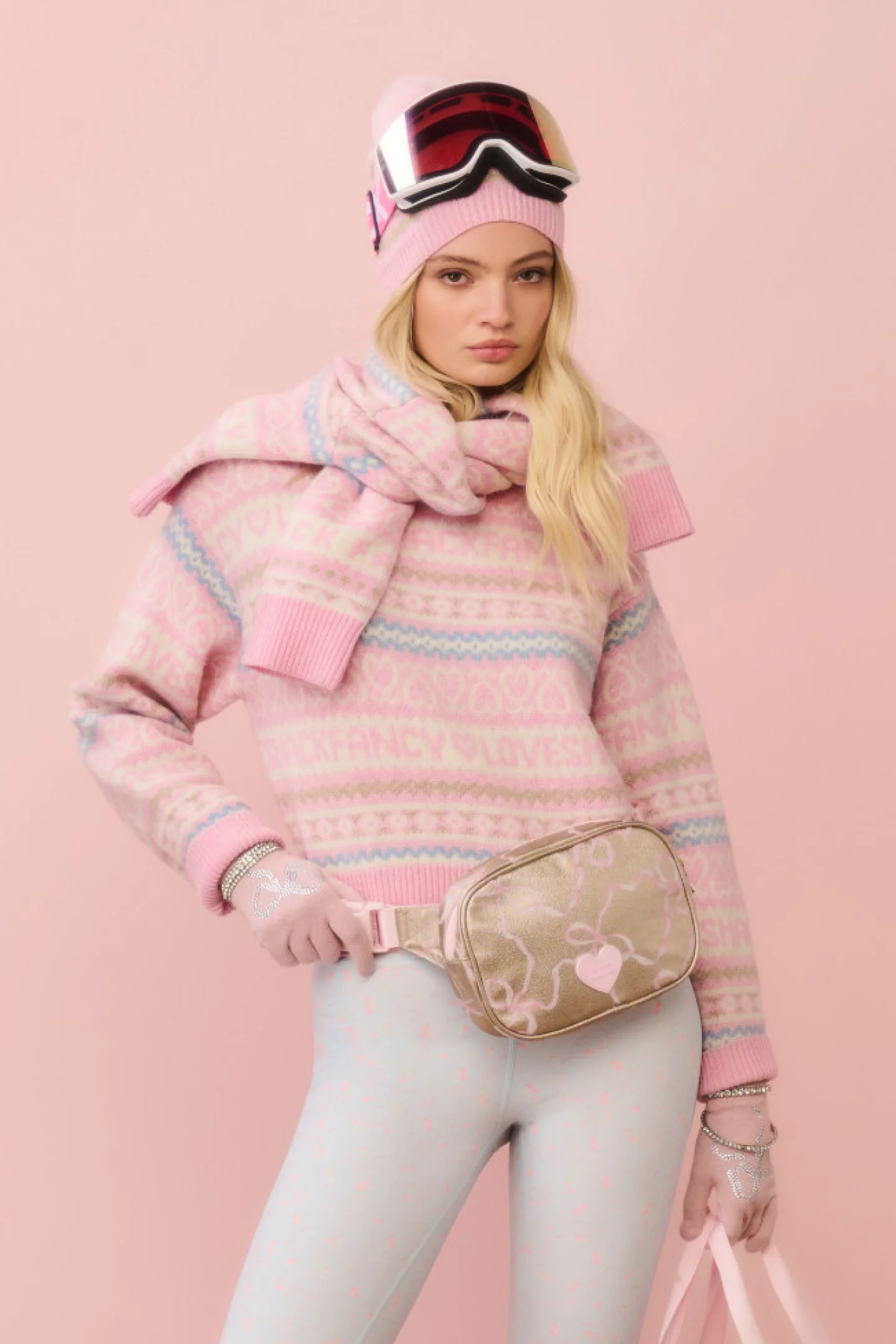 STATE x LoveShackFancy Bolsa de Cintura Grande Bennet Dorada