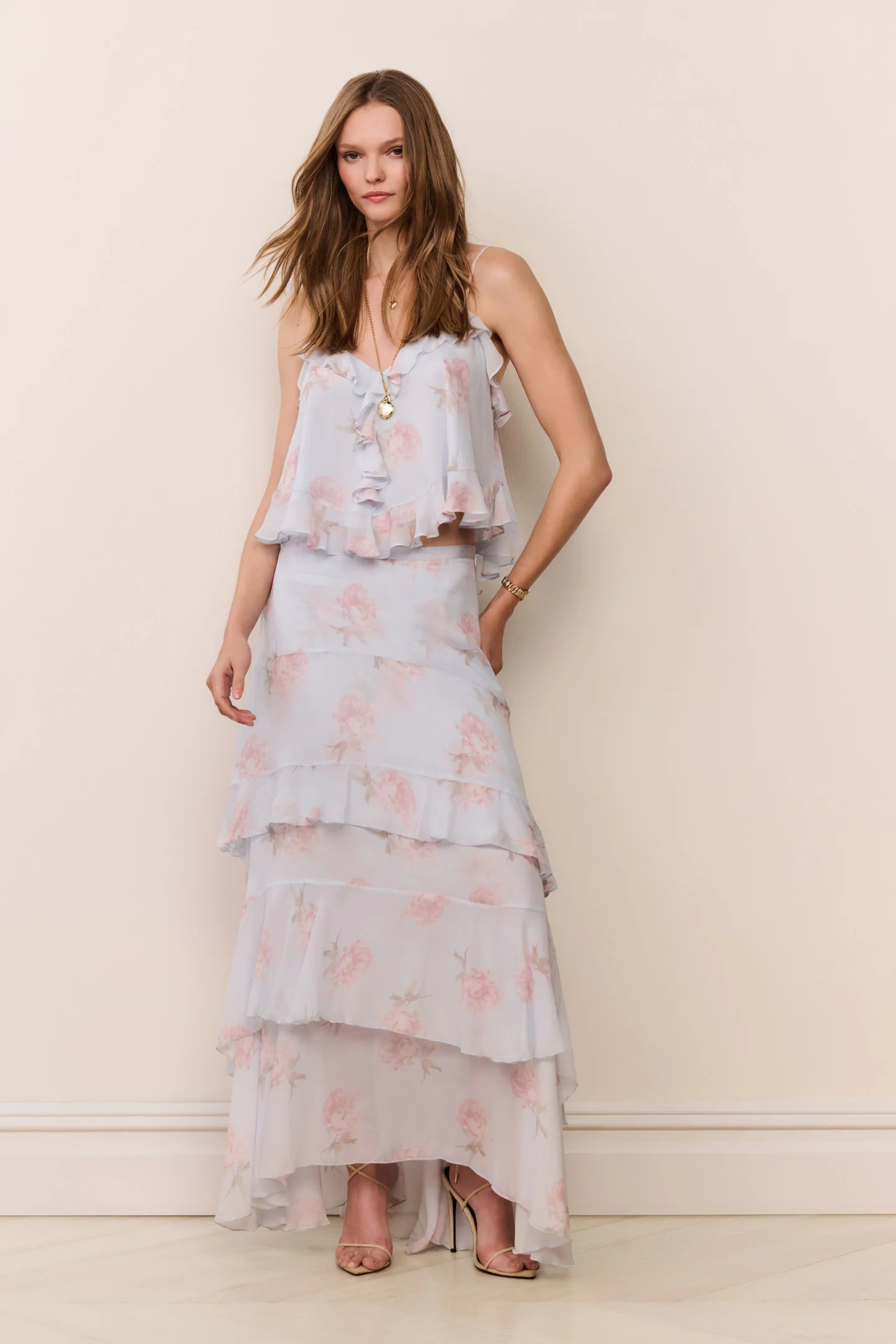 Falda Maxi de Chifón Floral Soleia